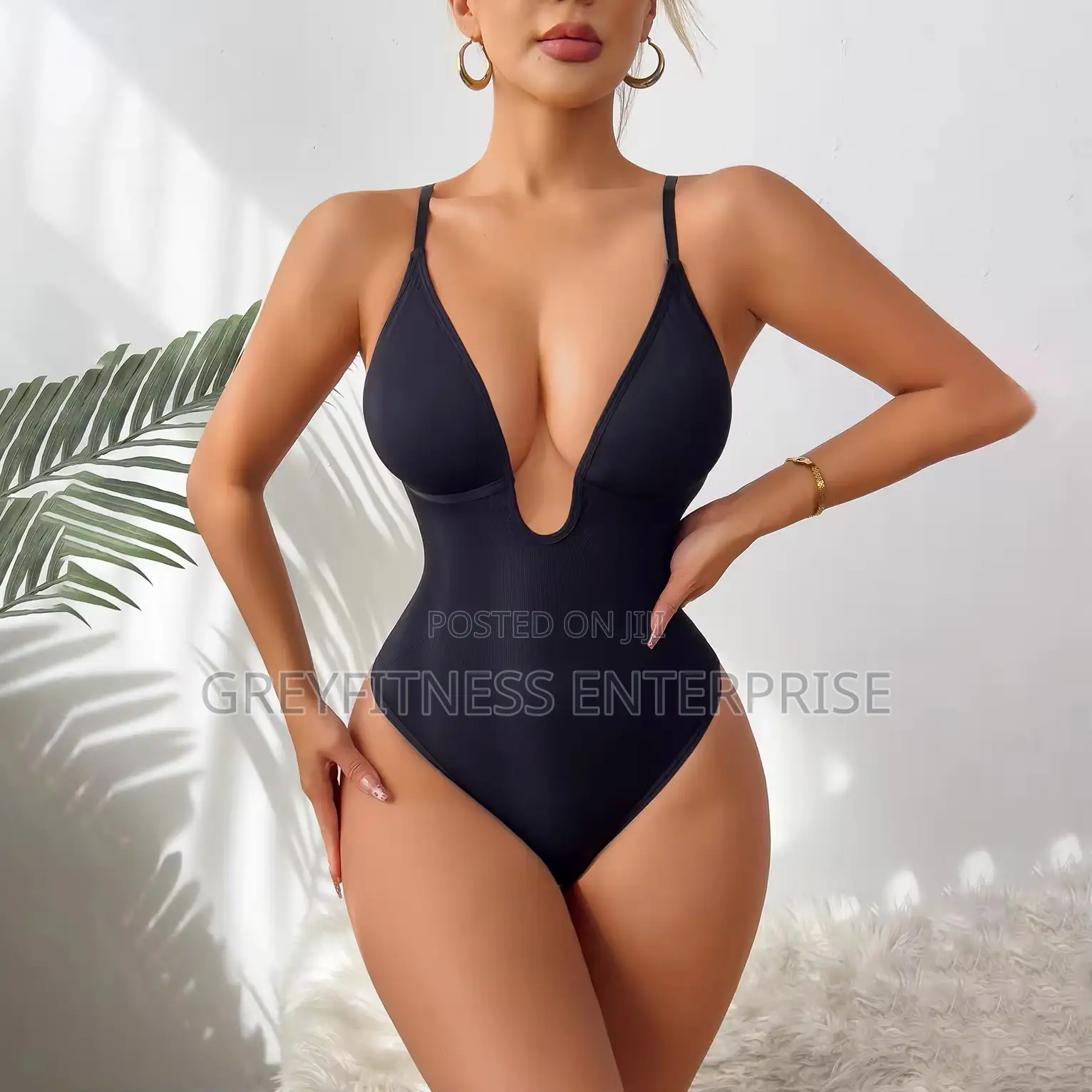 Tummy Control Plunge Bodysuit