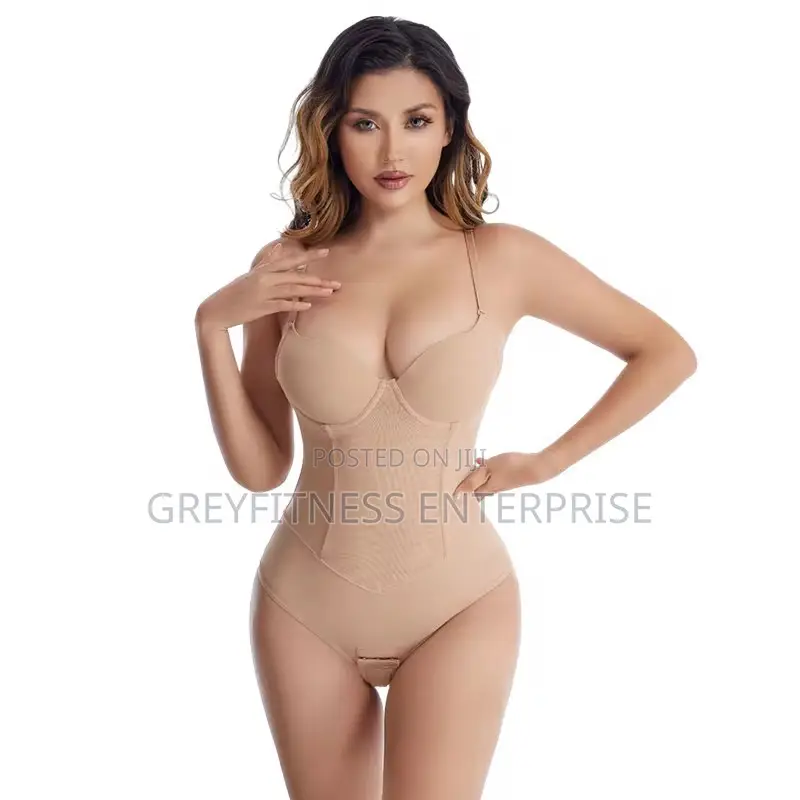 Push Up Bust Padded Tummy Control Bodysuit With Fishbones