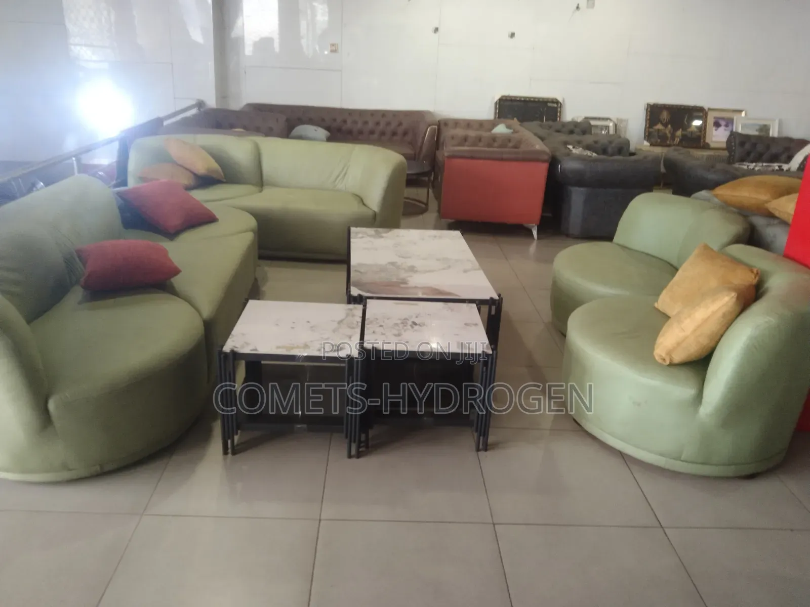 Modern Curved Modular Luxury Sofa Set With Marble Nesting Tables