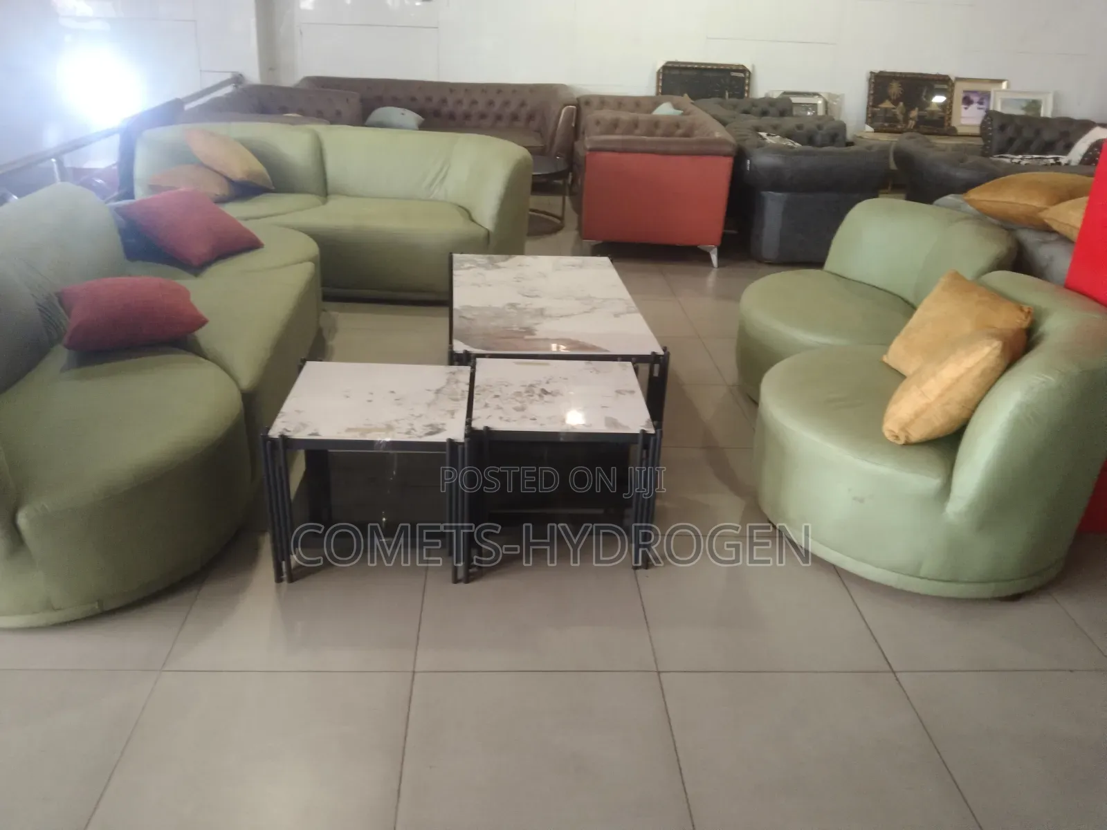 Modern Curved Modular Luxury Sofa Set With Marble Nesting Tables