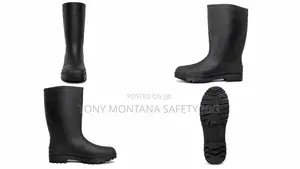 Unisex PVC Rainboot Waterproof Long Rain Boot - Anti-Slip Sole - Black