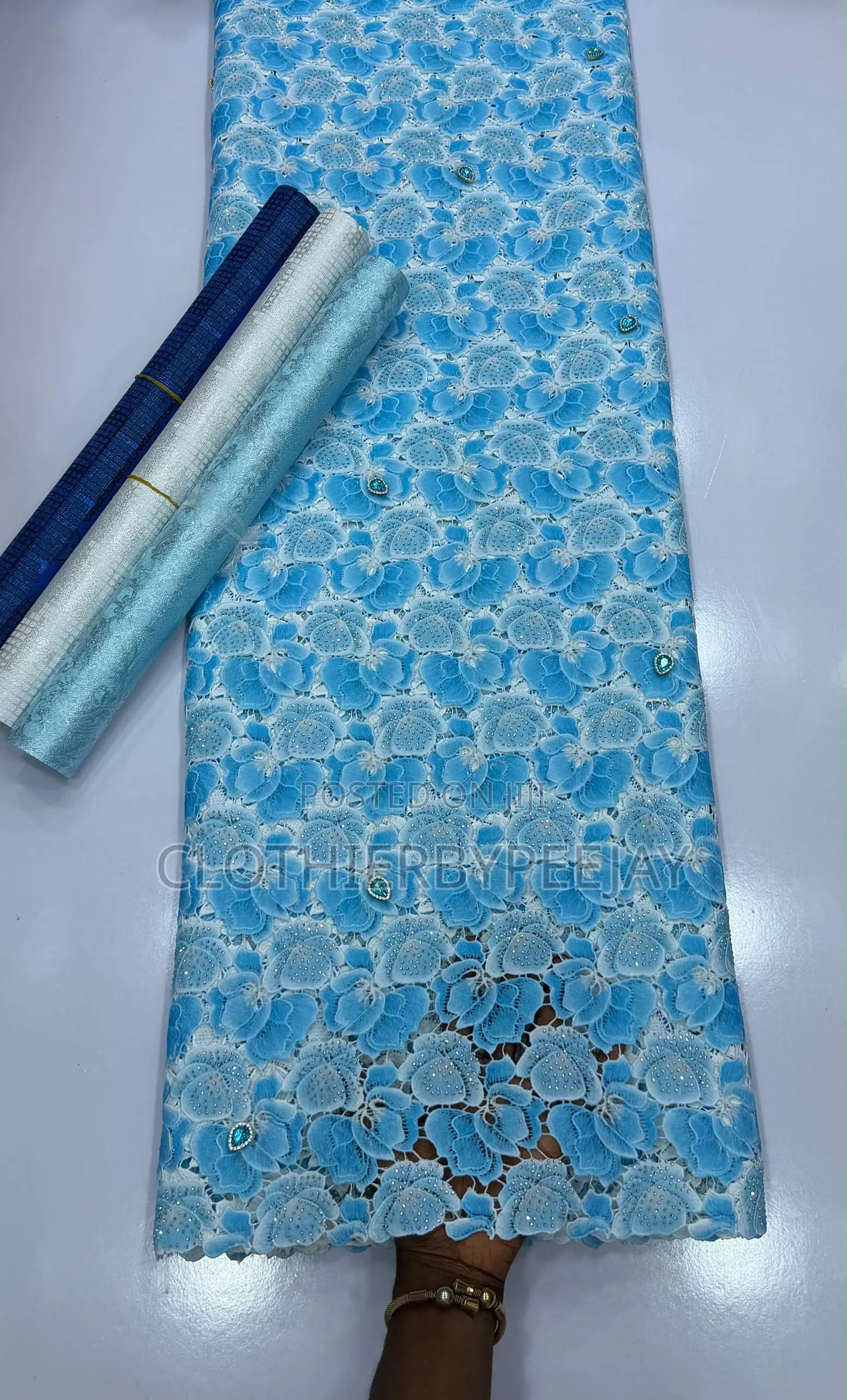 Metallic Guipure Crystal Stone Lace