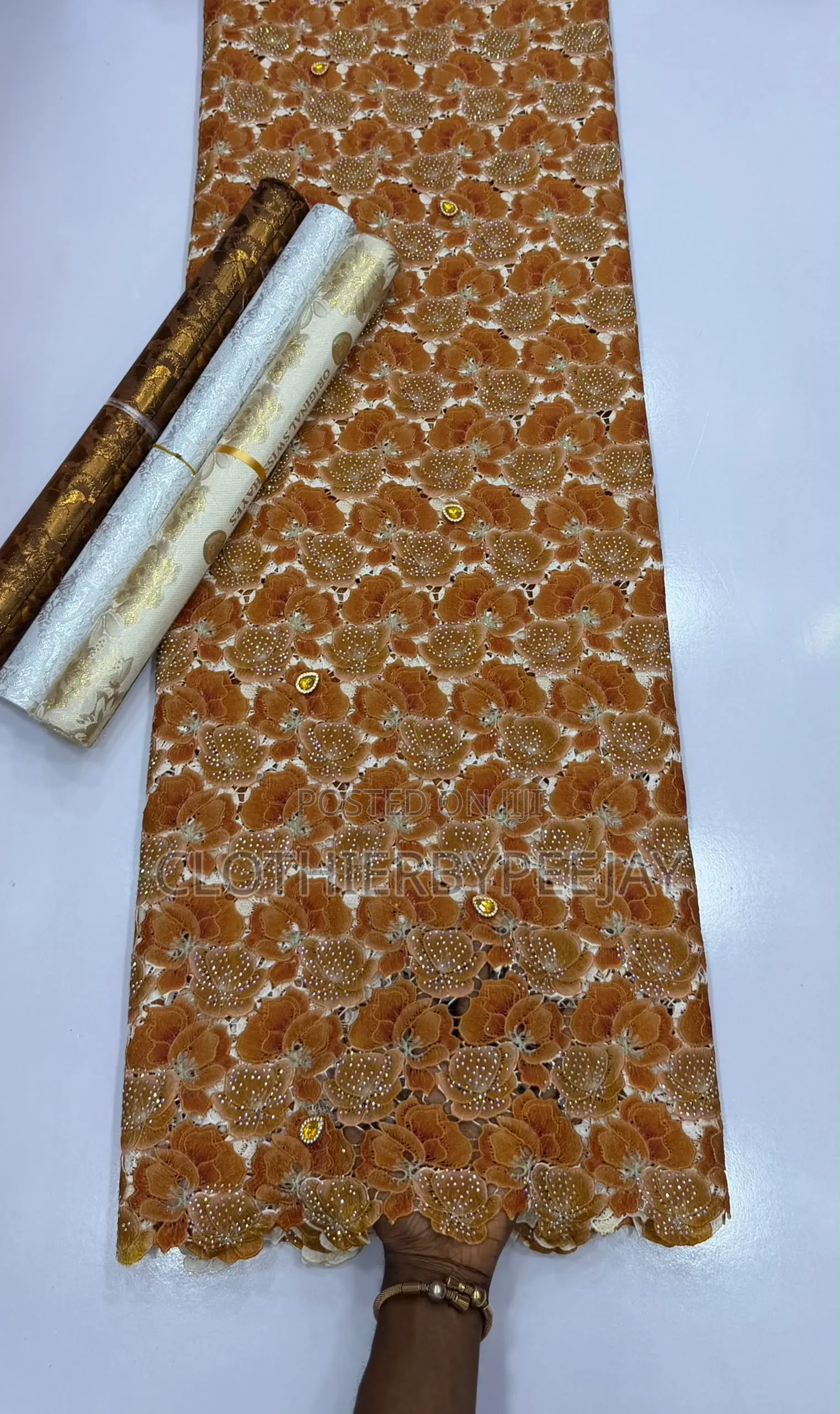 Metallic Guipure Crystal Stone Lace