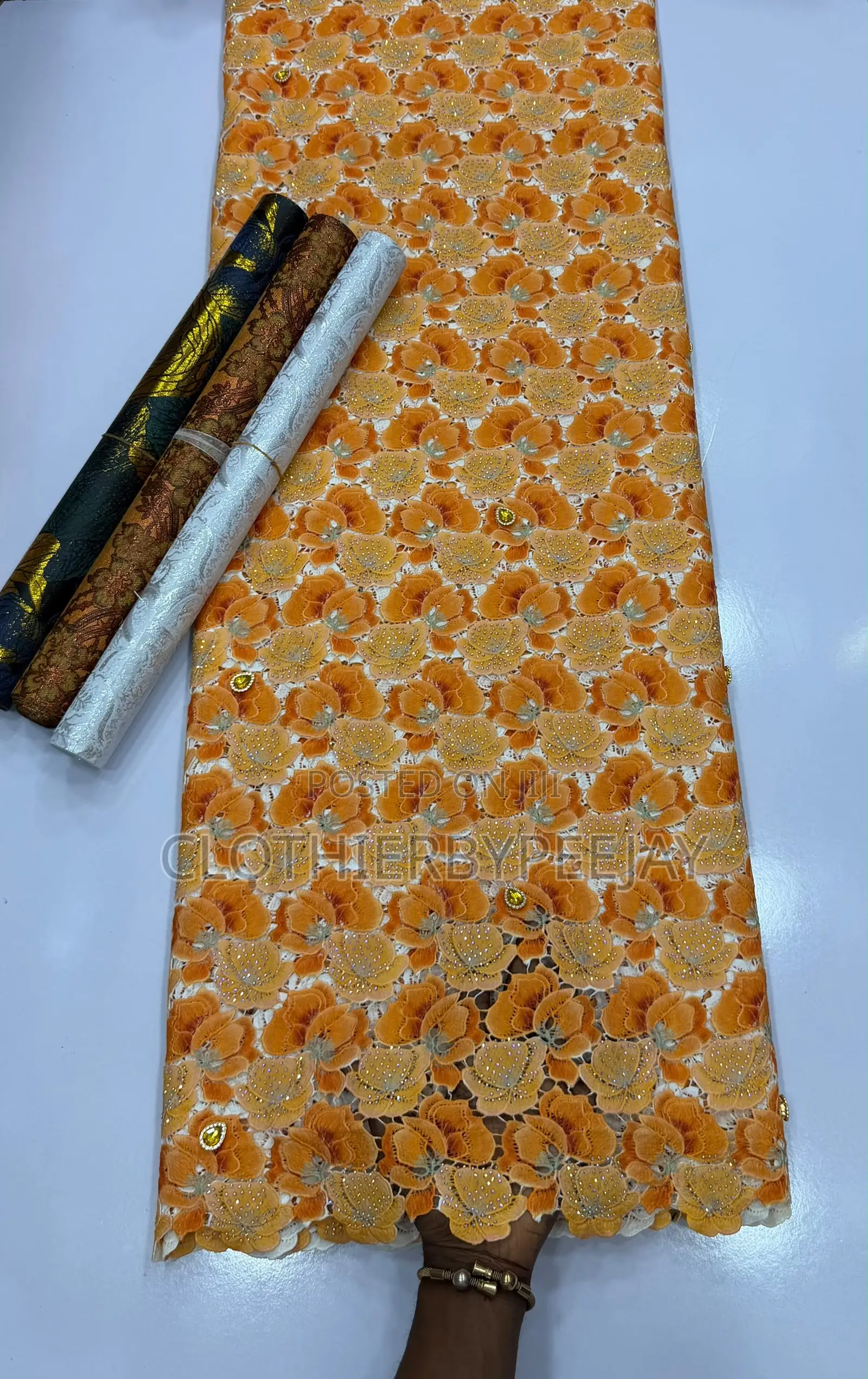 Metallic Guipure Crystal Stone Lace