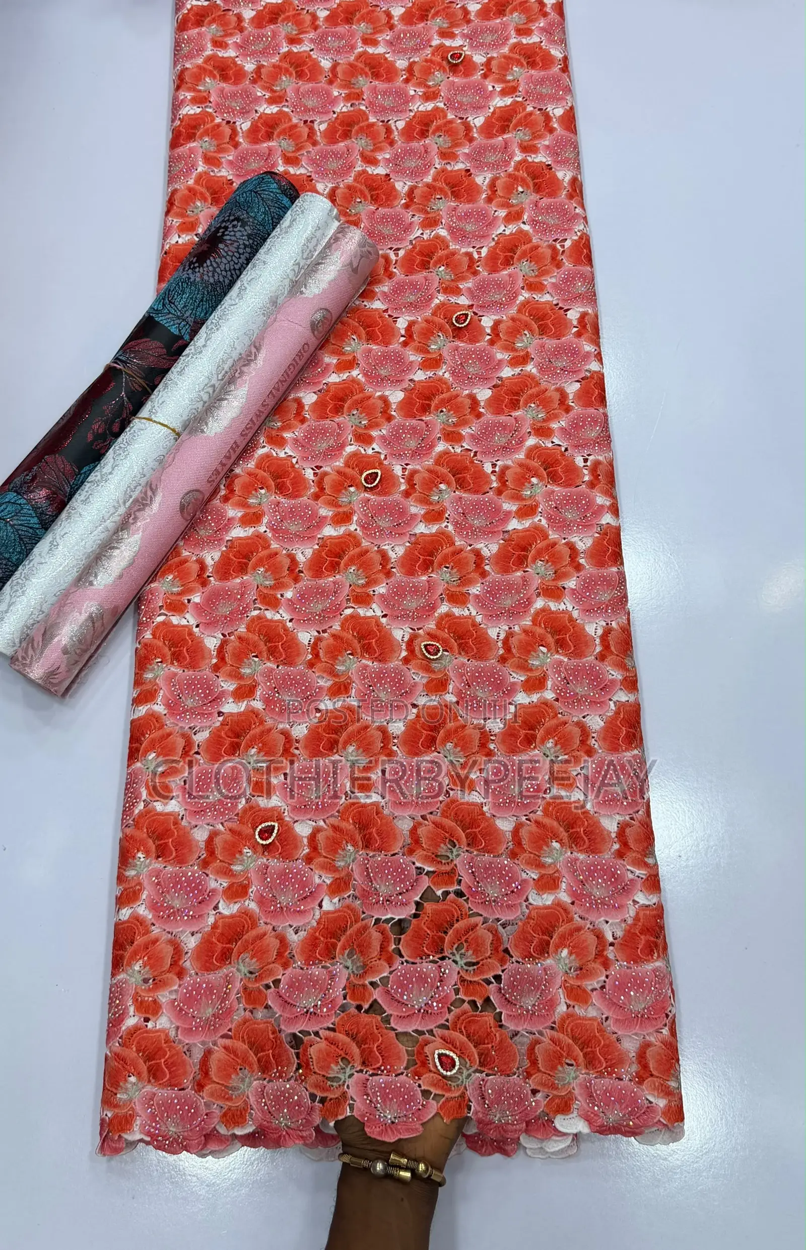 Metallic Guipure Crystal Stone Lace