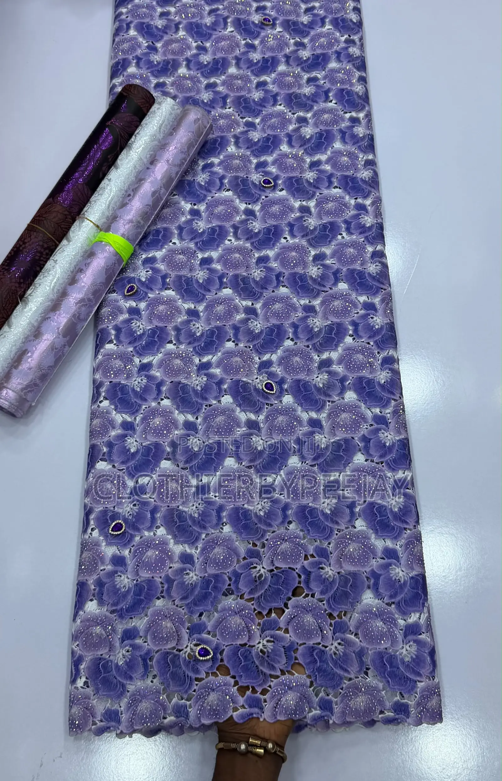 Metallic Guipure Crystal Stone Lace