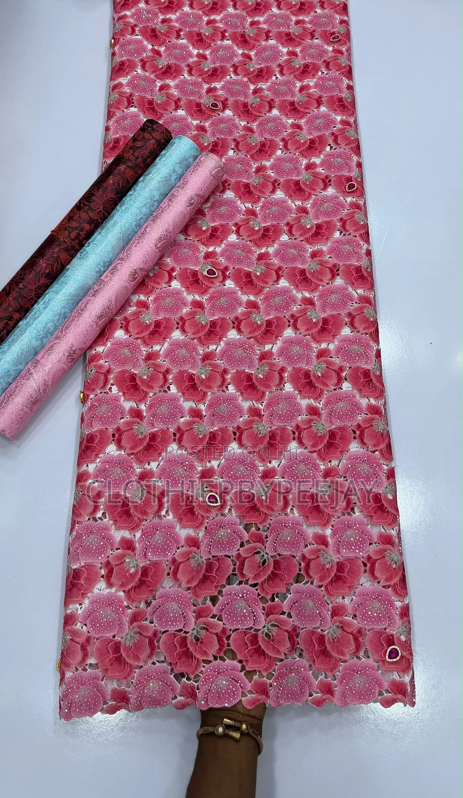 Metallic Guipure Crystal Stone Lace