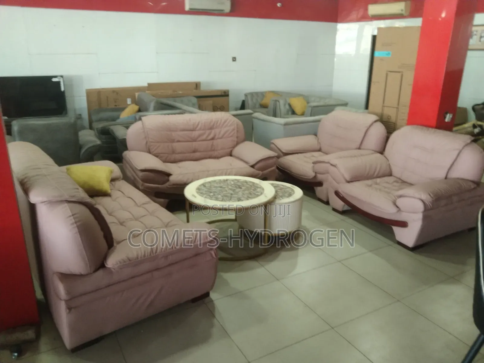 Imported Contemporary Pillow-Top Genuine Leather Sofa Set