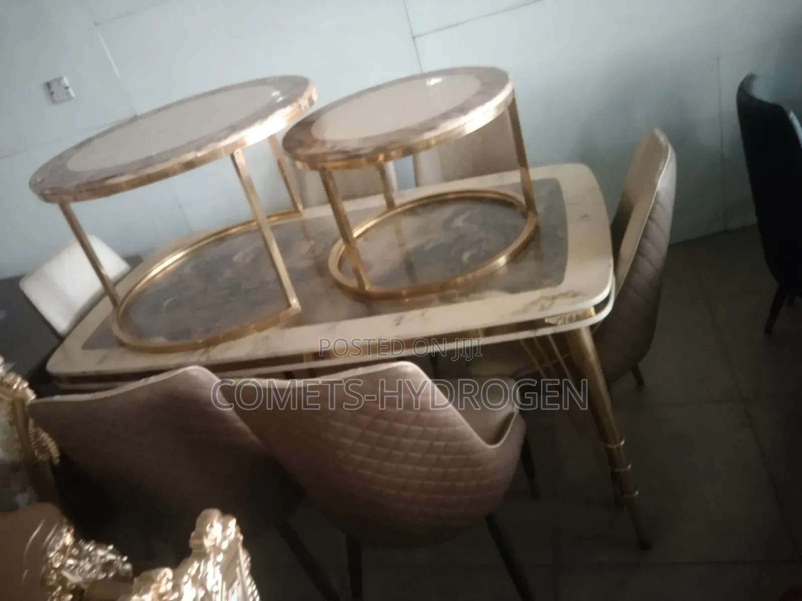 Luxury Marble 6 Seater Dining Table 2-in-1 Coffee Table Set Combo