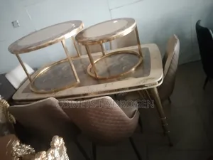 Luxury Marble 6 Seater Dining Table 2-in-1 Coffee Table Set Combo