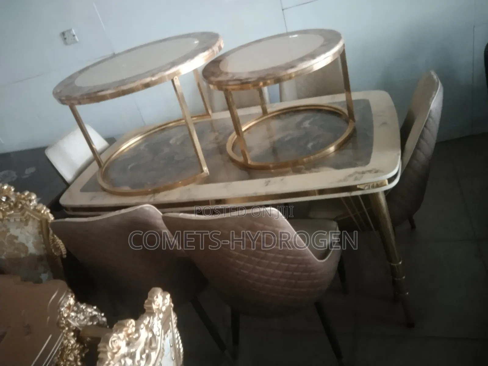 Luxury Marble 6 Seater Dining Table 2-in-1 Coffee Table Set Combo