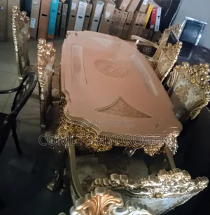 Luxury Royal Baroque Gold Dining Table Set - Imported 8 Seater