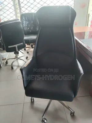 Premium High-Back Executive Leather Swivel Office Chair - Black