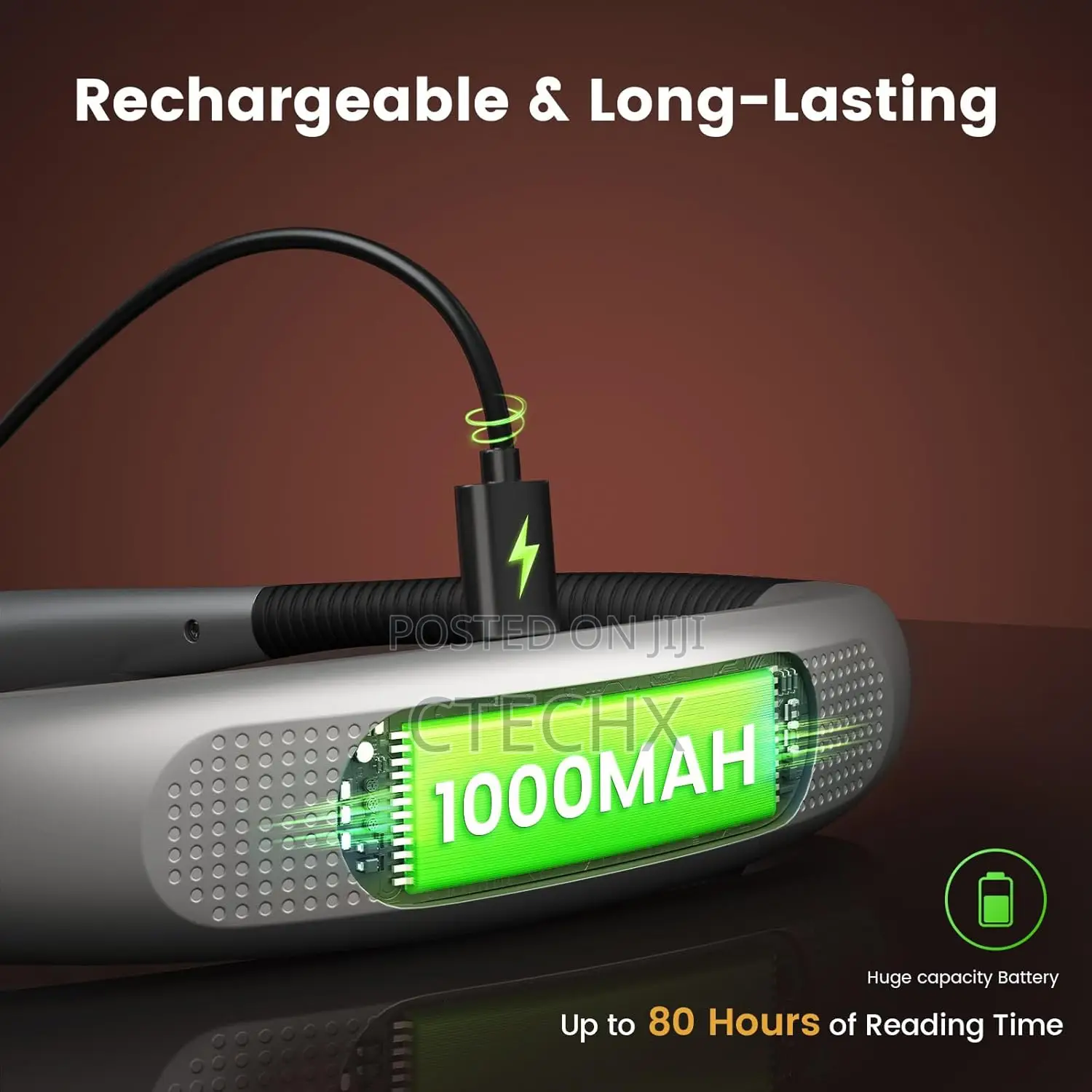 Glocusent Reading Light, Bendable Neck Light,80-Hr Rechargeable