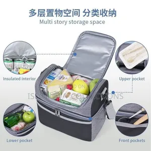 Title: Super Padded Insulated Lunch Bag With Leather Handle.