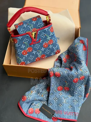 Brand New LV Cherry Denim Handbag -With Box +Strap