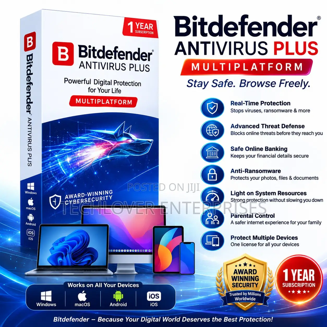 Bitdefender Antivirus Multiplaform 1/3/5 Devices 1 Year