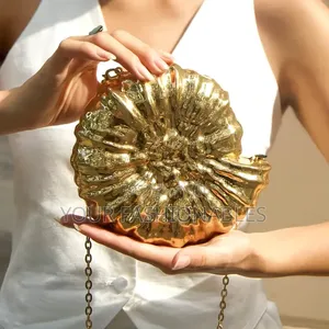 Textured Gold Acrylic Party Clutch Purse