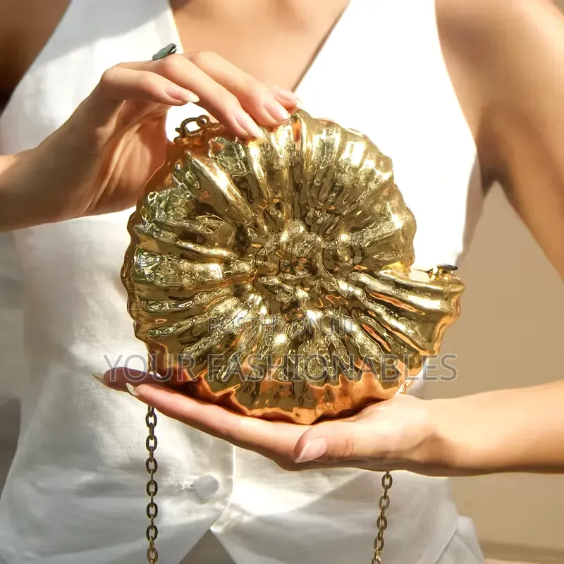 Textured Gold Acrylic Party Clutch Purse