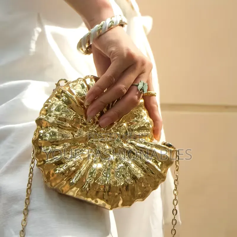 Textured Gold Acrylic Party Clutch Purse