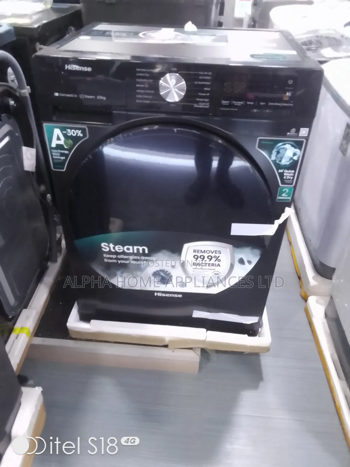 Hisense Wash and Dry 8KG Black Colour