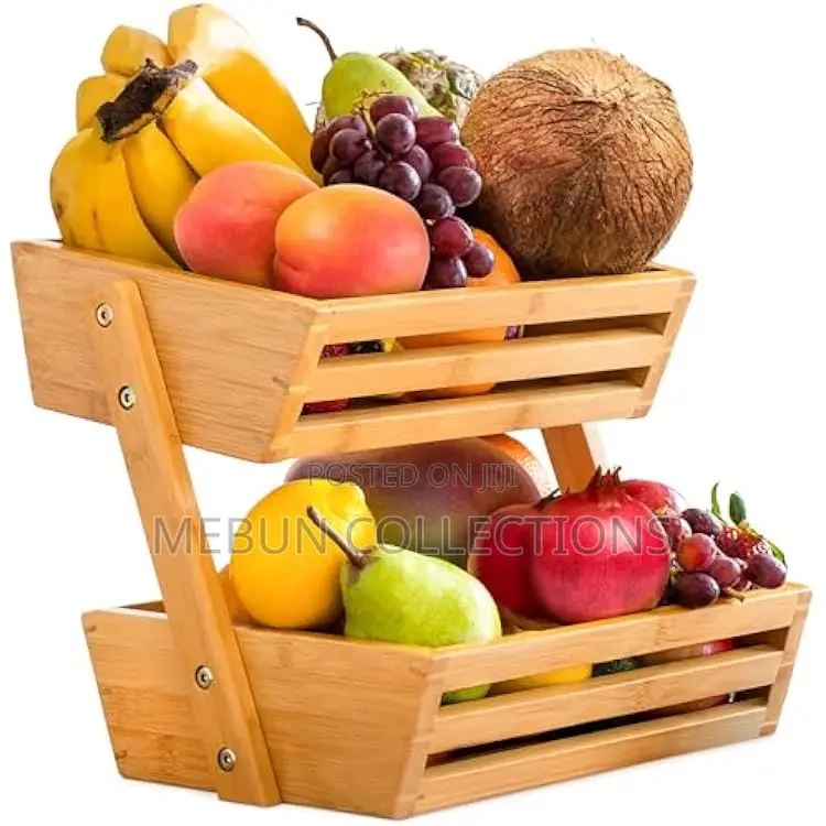 2 Layers Wooden Fruit Rack