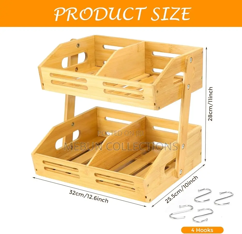 2 Layers Wooden Fruit Rack