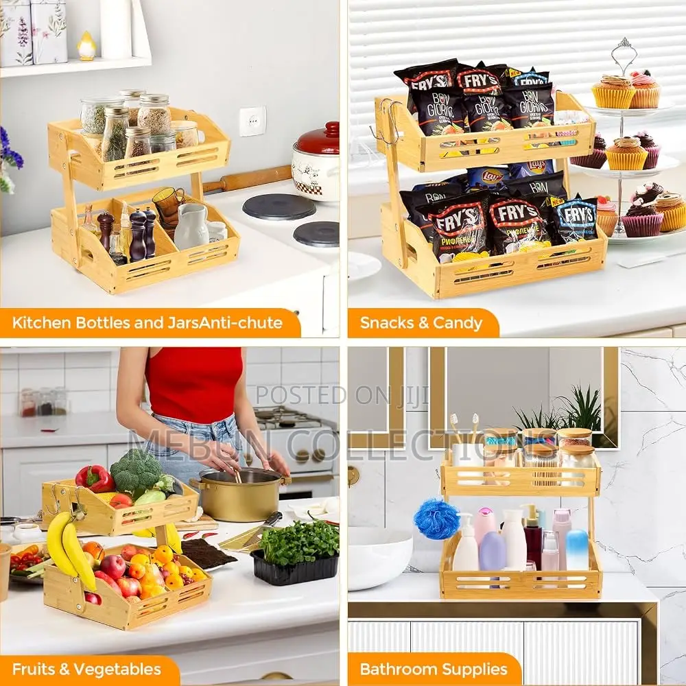 2 Layers Wooden Fruit Rack