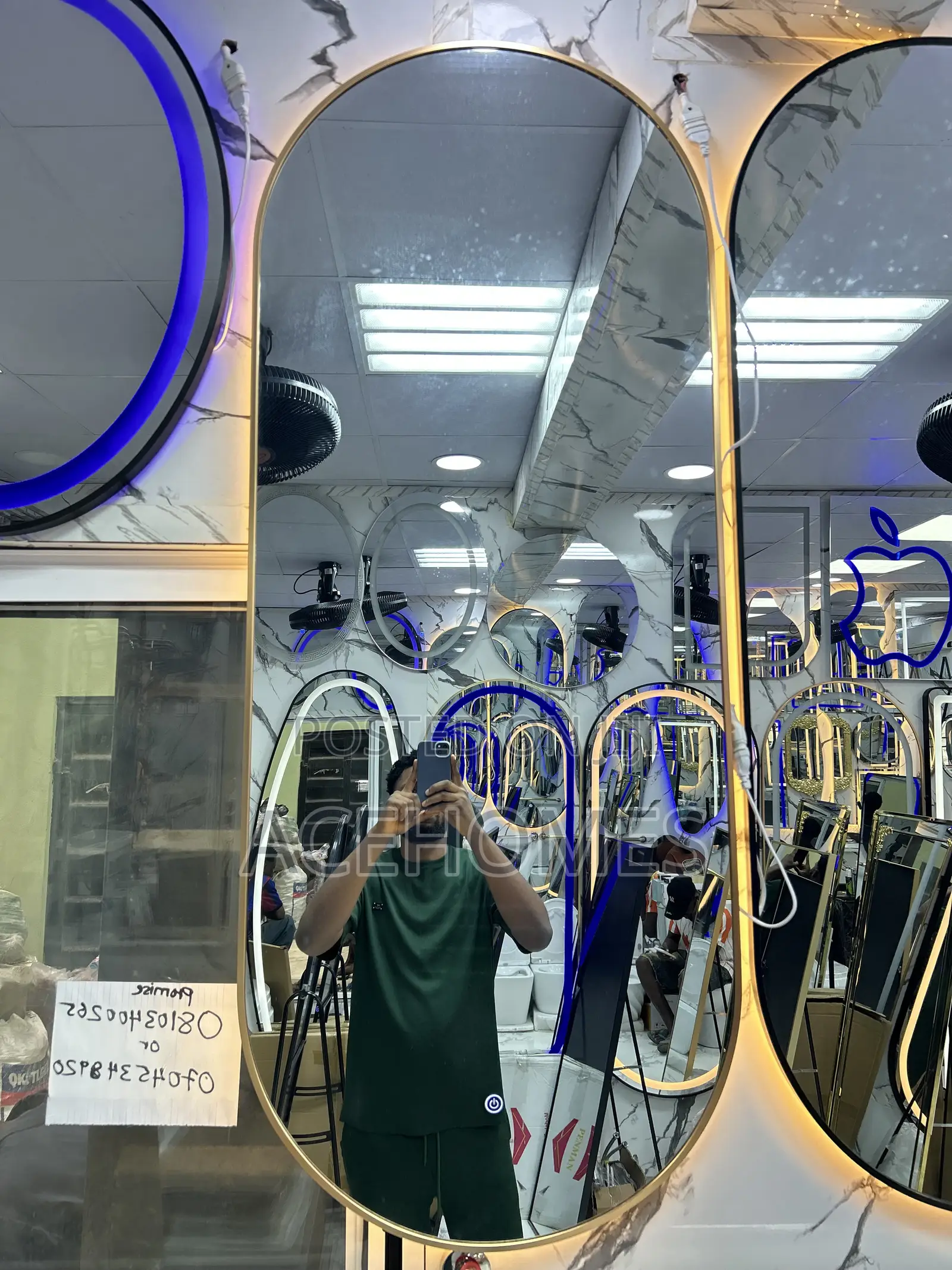 LED Mirror Golden Frame 3light
