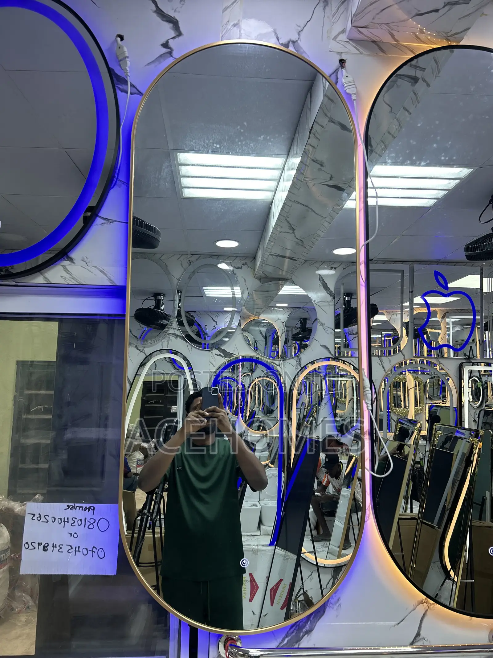 LED Mirror Golden Frame 3light