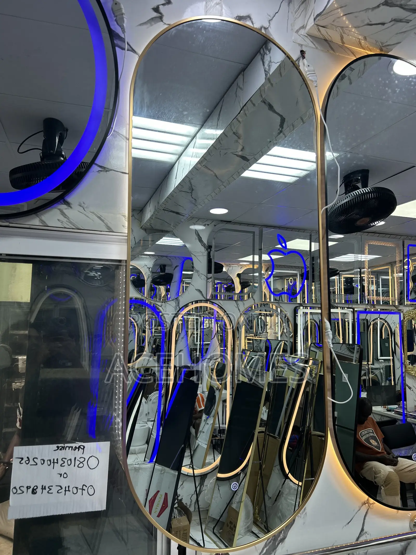 LED Mirror Golden Frame 3light