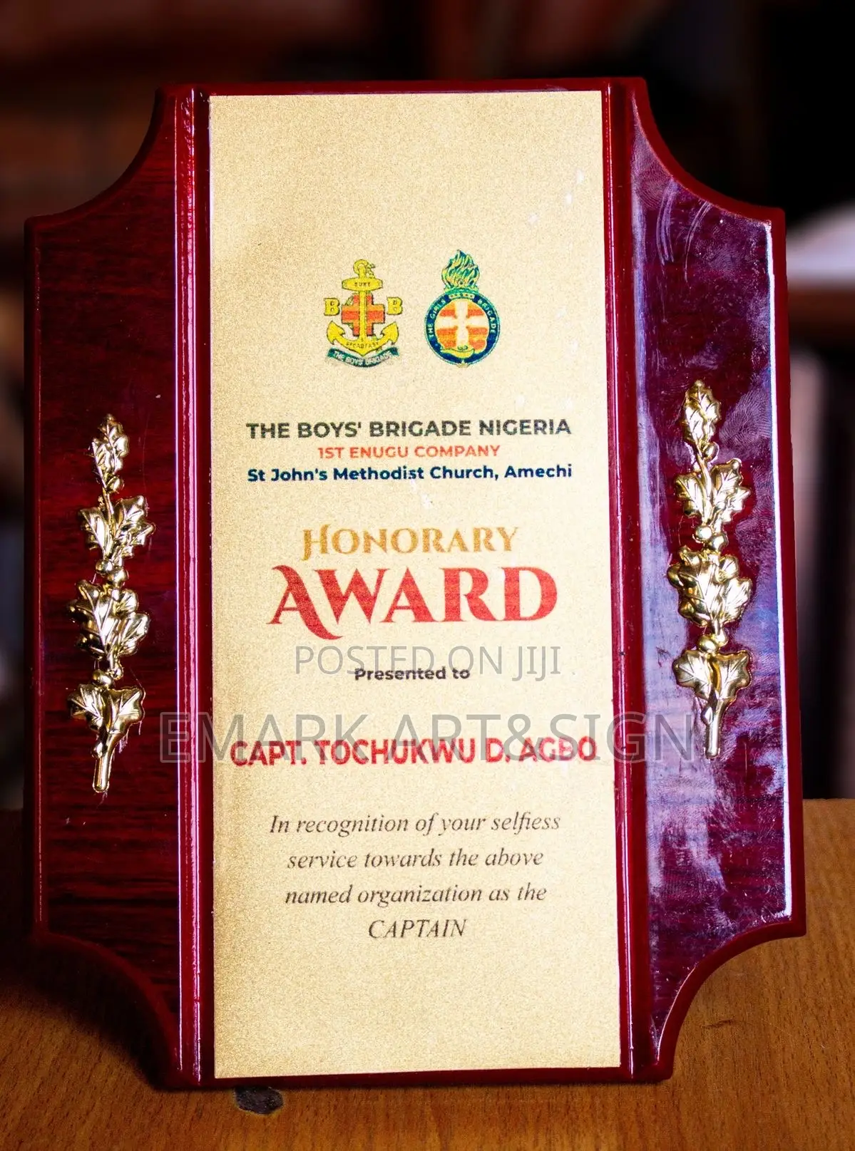 Wooden Award Plaque