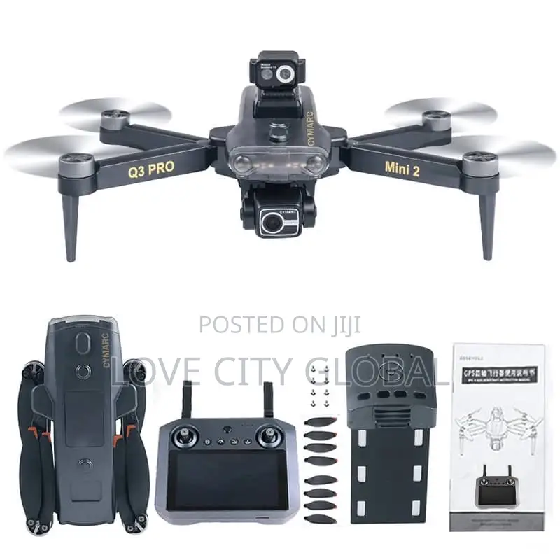 Q3 Mini 2 GPS Drone 3-Axis Gimbal Screen Display Remote 2 Battery