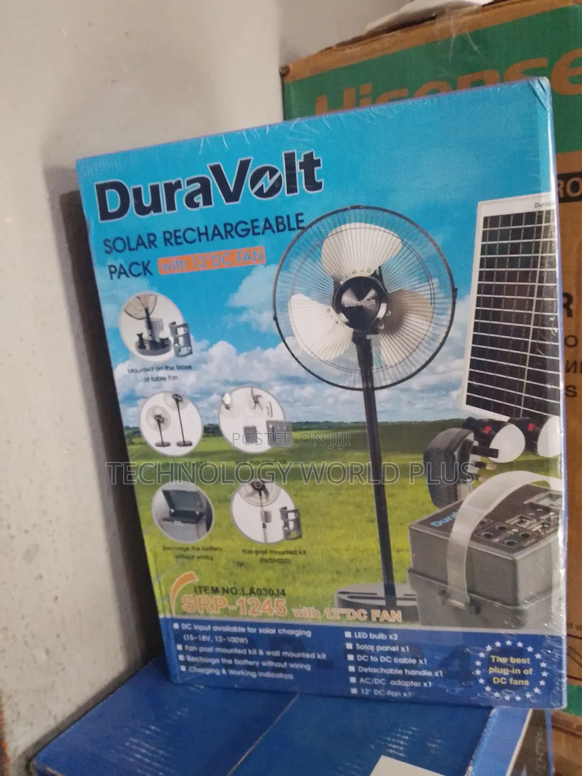DuraVolt Solar Rechargeable Pack + 12" DC Fan Power Cooling Solution