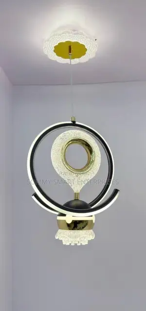 Modern Black Gold Crystal Ring LED Pendant Chandelier