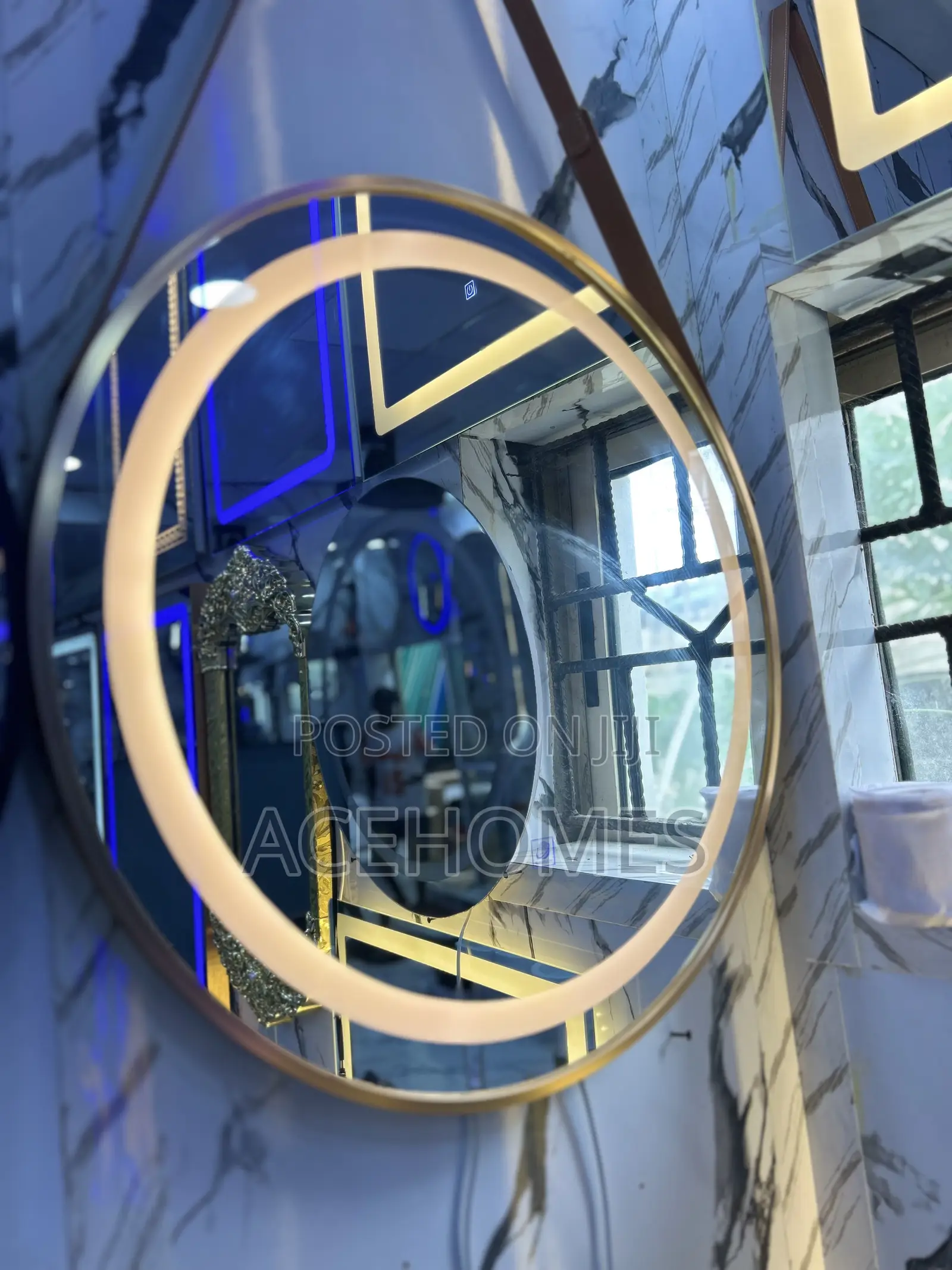 Golden Mirror Frame Round Led