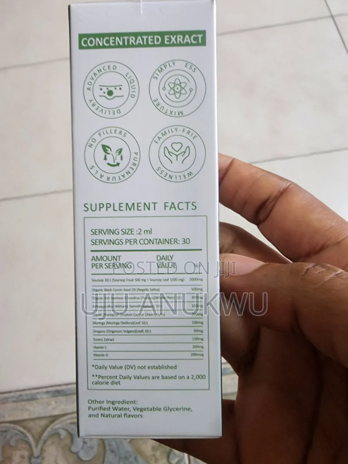 Organic Soursop Drop With Seamoss, Tumeric,moringa,oregano,black Pep