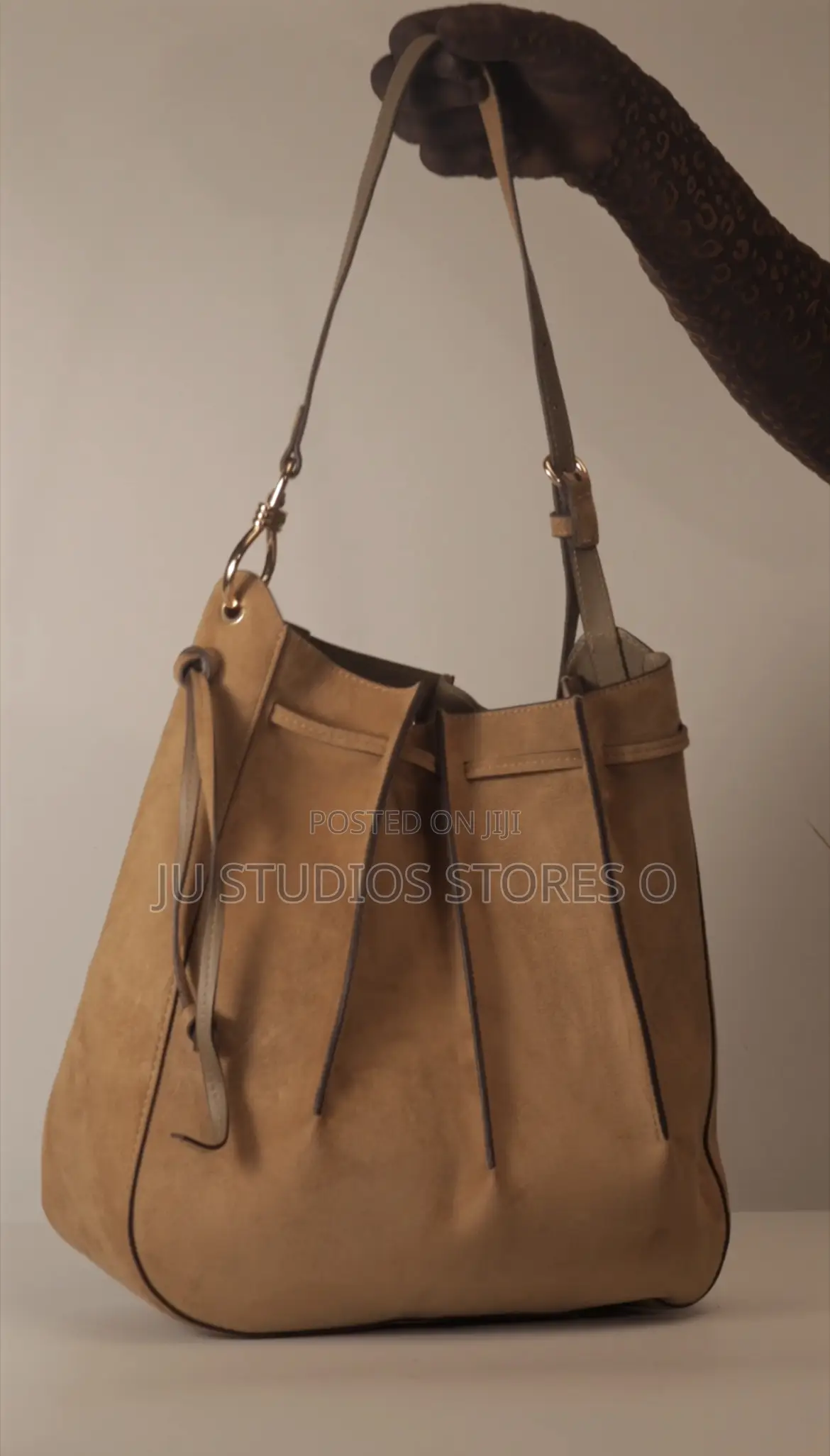 H M Tan Pleeted Bag