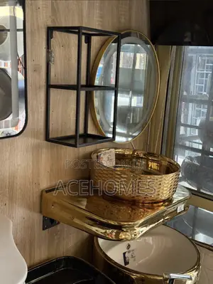 Golden Marble Cabinet for Luxury Dining or Bathroom