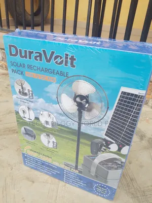 Duravolt Solar Rechargeable Pack With 12" DC Fan + 15W Solar Panel