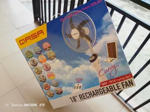 Qasa 18 Inch Rechargeable Standing Fan With Solar Panel