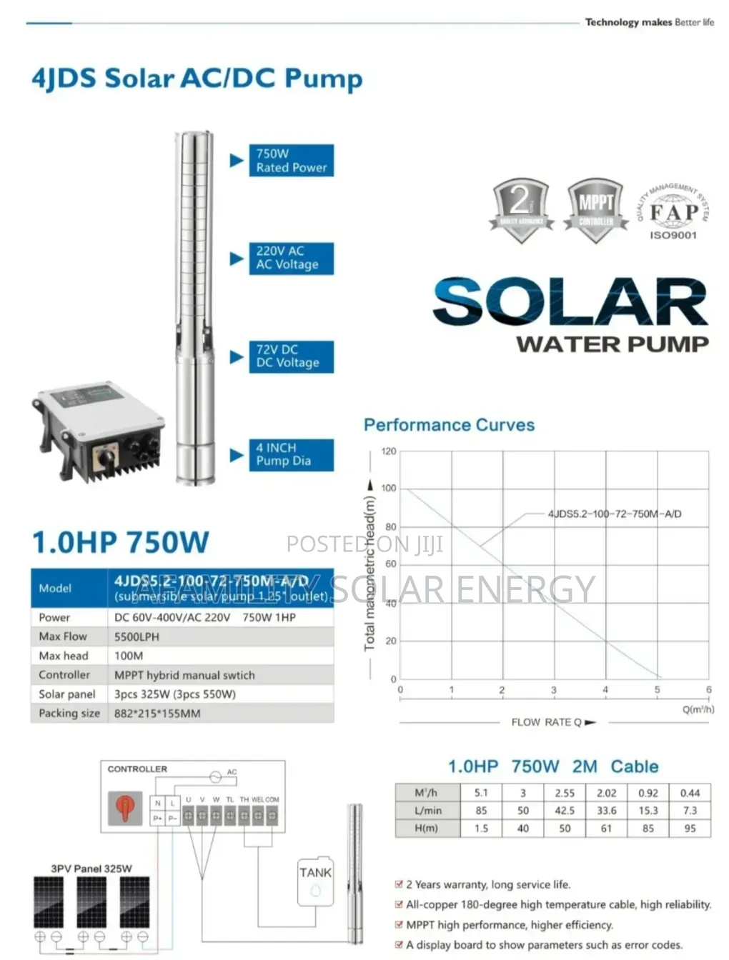 Solar Pump Machine 1hp AC Dc
