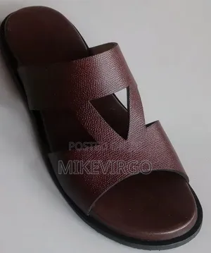 Wine Colored Quality Men's Leather Slippers.