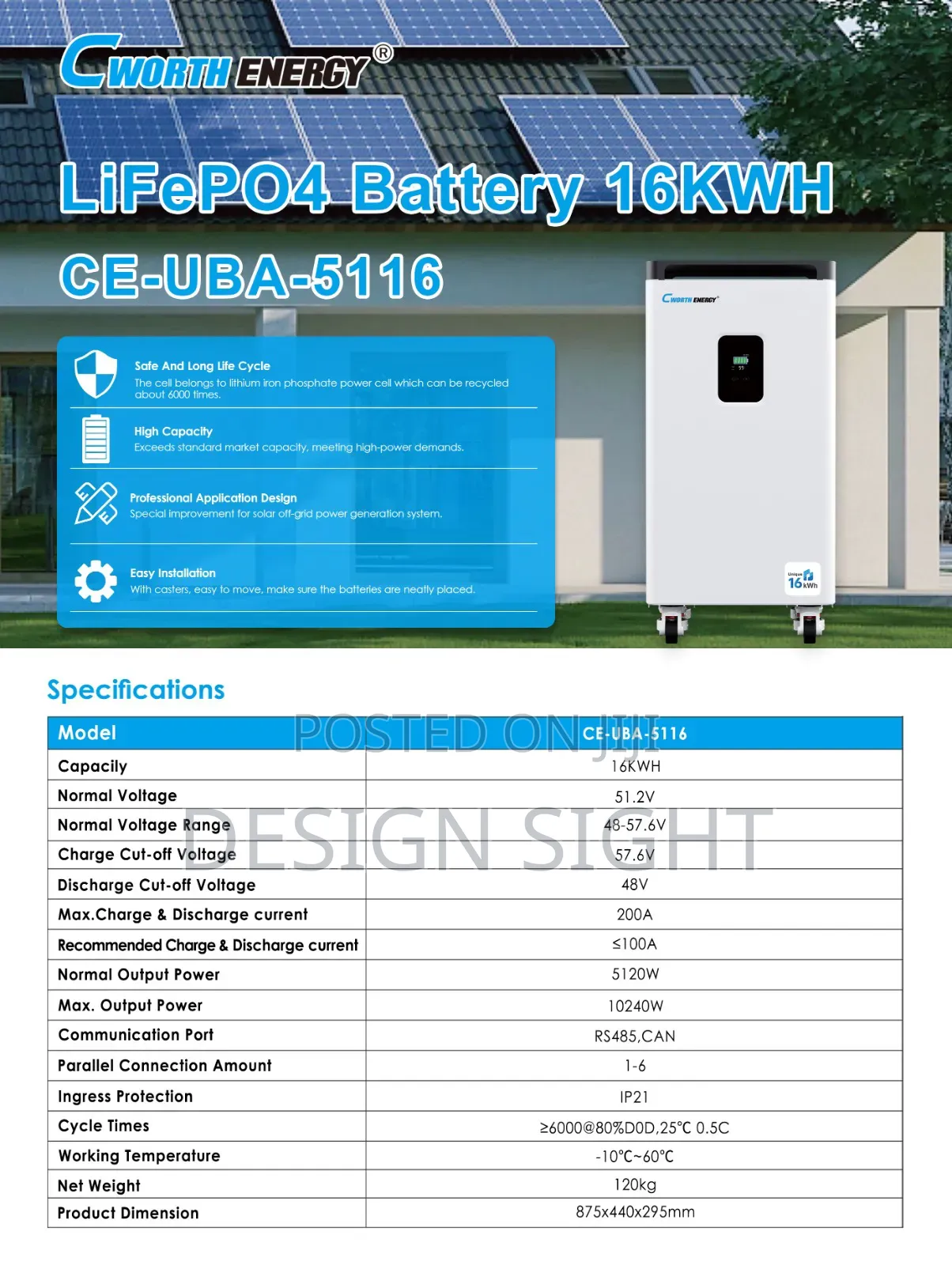 16kwh C Worth Energy Lithium Battery