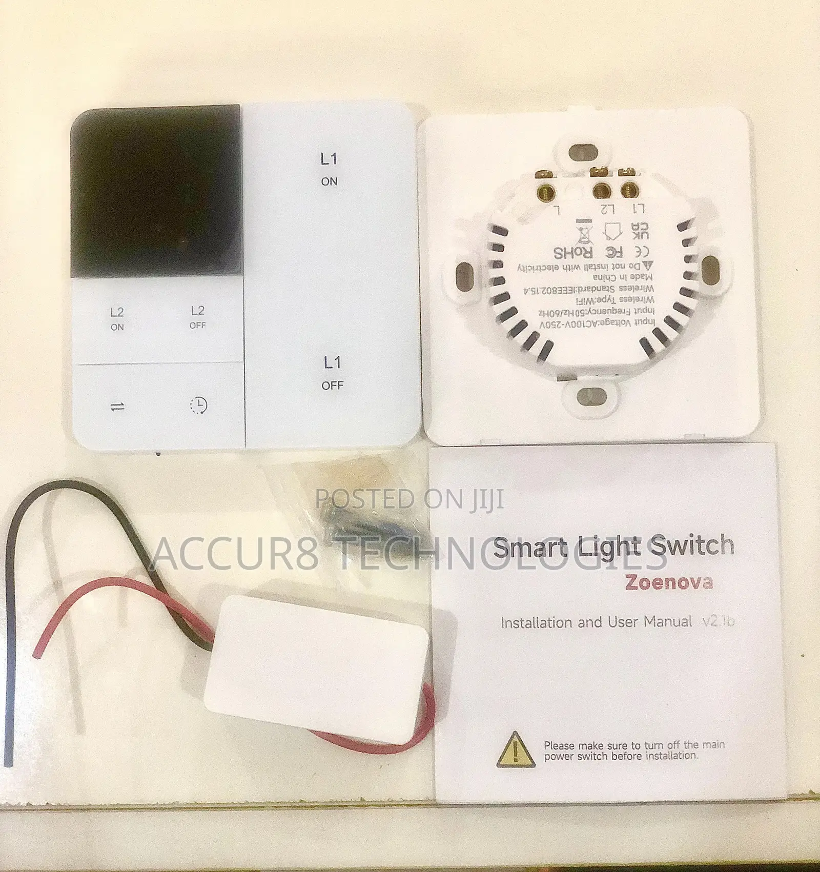 Smart Switch With Temperature Display 2 Gang