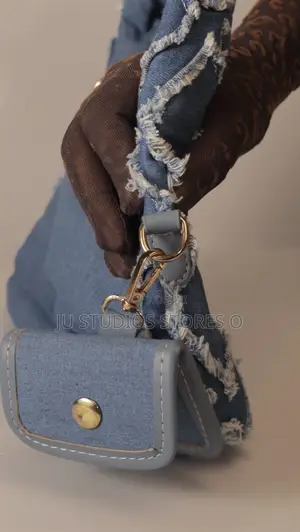 Boohoo Blue Distressed Denim Hobo Shoulder Bag