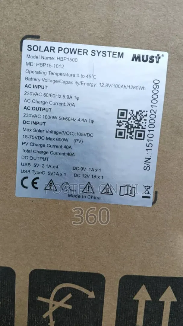 Must 1kw Solar 105vdc Solar Generator