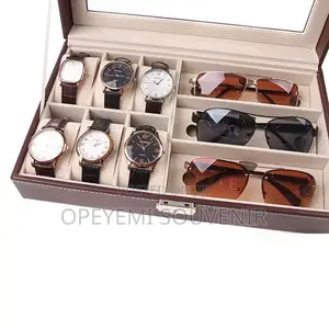 PU Leather Watch and Sunglasses