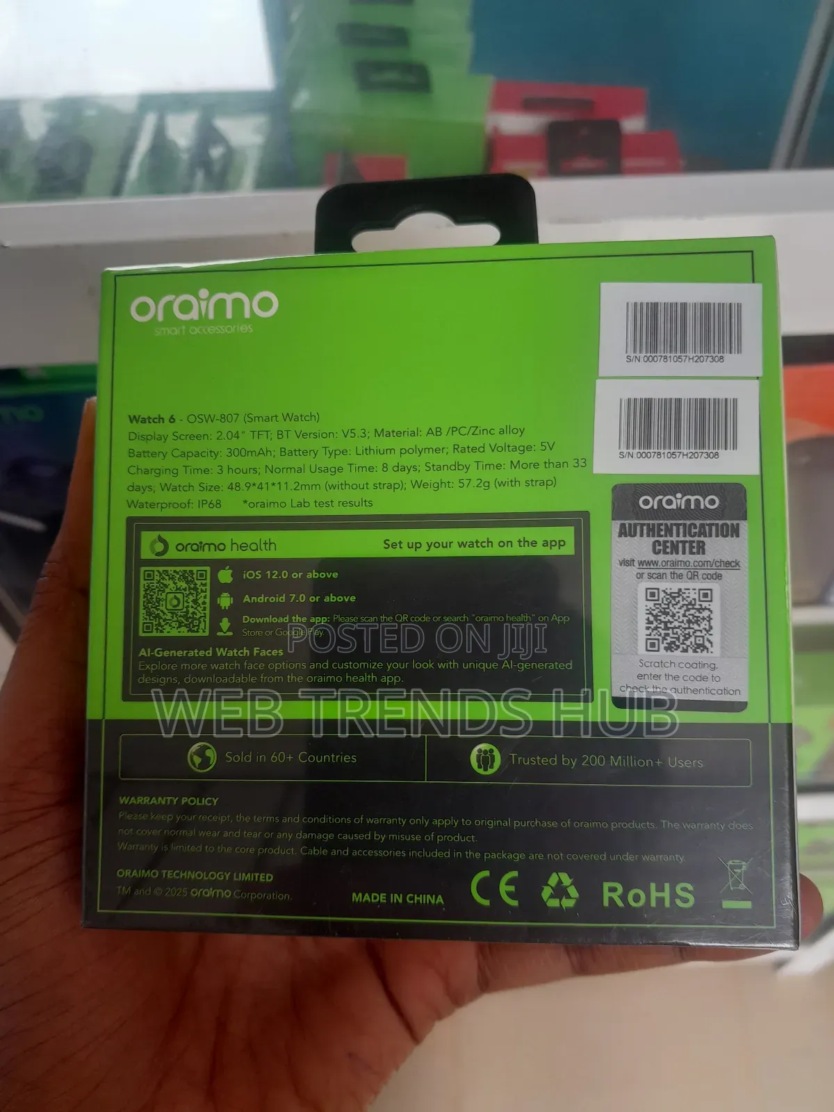 Oraimo Watch 6 (OSW-807) – Wireless HDCalling + Free Extra Strap