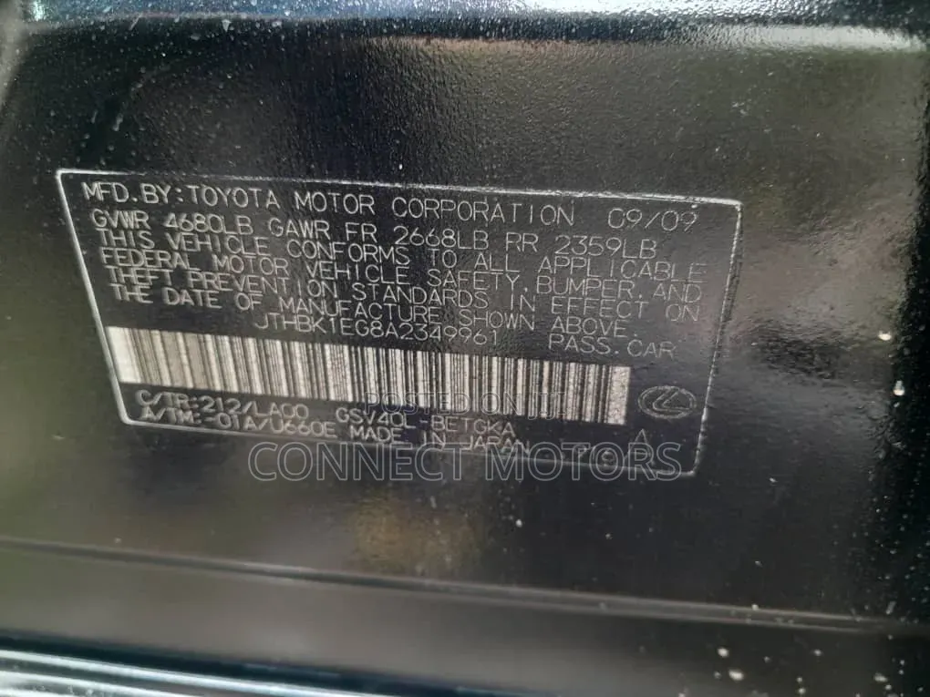 Lexus ES 350 2011 Black